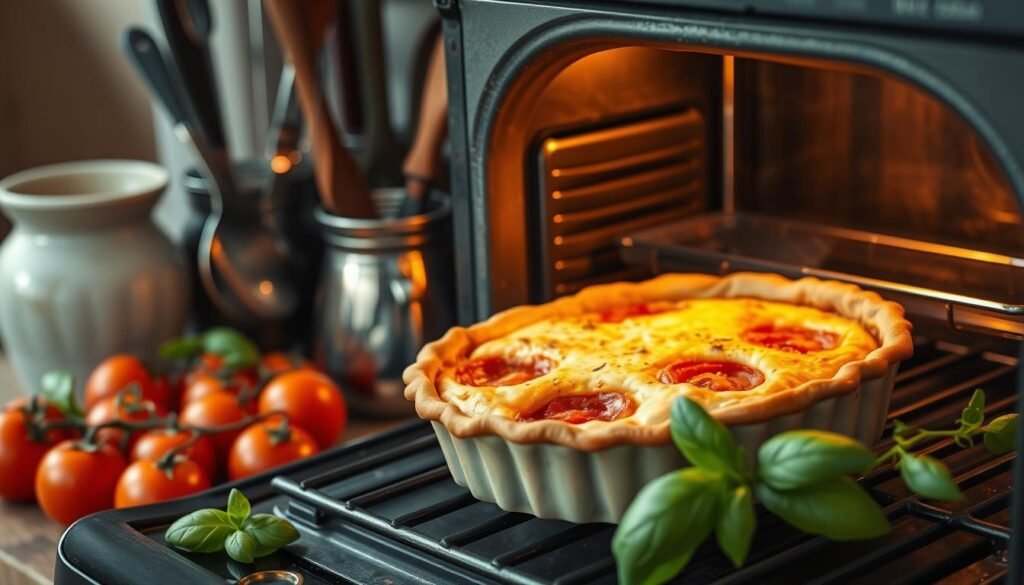 Homemade Tomato Pie Baking