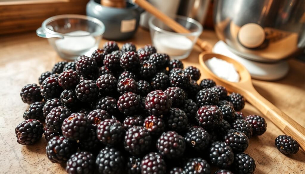 Preparing Blackberries for Pie Filling