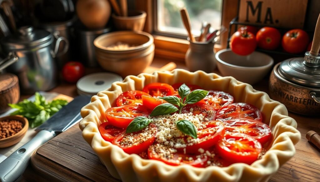 Southern Style Tomato Pie Baking