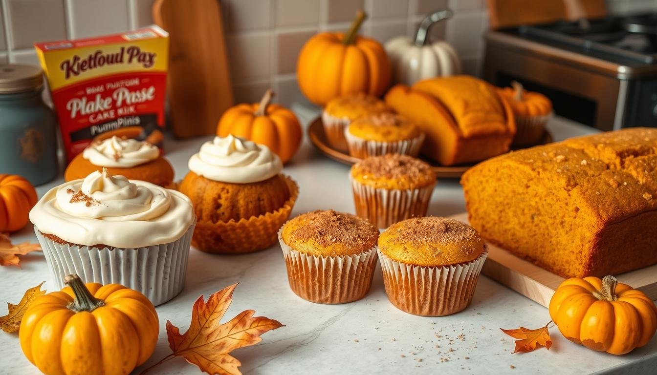 pumpkin puree and cake mix